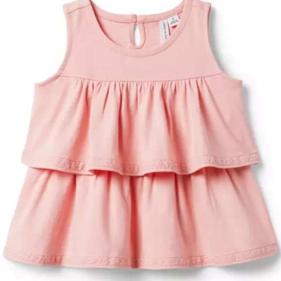 Janie and Jack tiered Ruffle 100% cotton jersey top Quartz pink Size 6 NWT - Picture 1 of 6